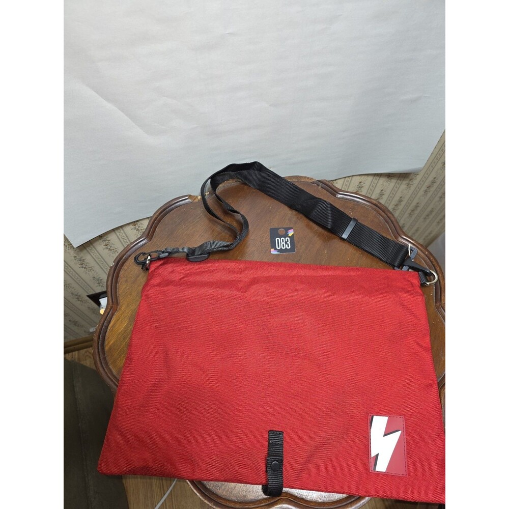 Neil Barrett Red Foldover Messenger Bag Crossbody Travel Tote Italy NWT